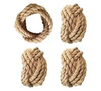 KPAVIR Handmade Round Mesh Classic Braided Jute Napkin Rings for Dinning Table Parties for Everyday - Set of 4 (Natural)