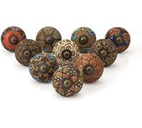 KPAVIR Handmade Set of 10 Antique Look Ceramic Drawer Knobs for Home, Kitchen, Bathroom or Office | Comes with Bolts, Washer