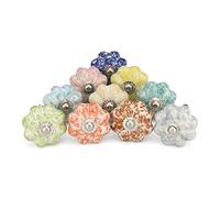 KPAVIR Interior Cabinet Drawer Knobs Ceramic and Metal, Multicolor, Set of 10
