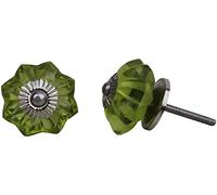 KPAVIR Interior Home/Kitchen/Wardrobe Cabinet Drawer Knobs Crystal Glass and Metal, Set of 6 (Green)
