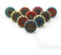 KPAVIR Set of 10 Handmade Ceramic Knobs |Ceramic Cabinet Knobs | Drawer Pulls for Home, Kitchen, Bathroom or Office | Drawer Knob Comes with Bolts and Washer (Multicolor)