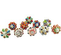 KPAVIR Set of 10 Pieces Leaf Floral Ceramic White Cabinet Knobs Furniture Handle Drawer Pull Vintage Designer