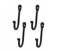 KPAVIR Single Prong Wrought Iron Hooks - Rustic Curved Metal Fasteners - Decorative Colonial Wall Decor (Set of 4)