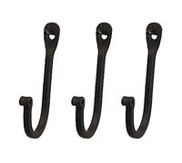 KPAVIR Single Prong Wrought Iron Hooks - Rustic Curved Metal Fasteners - Decorative Colonial Wall Decor (Set of 3)