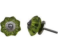 KPAVIR YourKart Interior Door Knobs Glass and Metal, Set of 2 (Green)
