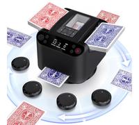 KPAW 2-in-1 Automatic Card Shuffler & Dealer + 4 Drawing Remotes - Support 12 Players, Fit for Poker, UNO, Rummy & Other Card Games (Black)