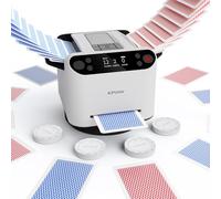 KPAW 2-in-1 Automatic Card Shuffler & Dealer - Support 12 Players, 4 Drawing Remotes, Auto Post-Shuffle Deal, Consecutive/Random Dealing, for Poker, Blackjack, UNO, Phase 10, Five Crowns (White)