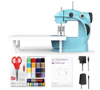 KPCB Mini Sewing Machine for Beginners, Electric Sewing Machines with 42PCS Sewing Tools and Extension Table for Kids (Blue)