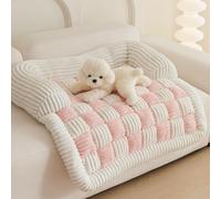 KPFTD Funny Calming Dog Sofa Bed Mat,Fluffy Fuzzy Calming Dog Bed Sofa Protector Pet Mat,Couch Cover Funny Fuzzy,Funny Fuzzy Pet Couch Covers For Sofa (70 * 70 cm(27.5 * 27.5 IN),Pink)