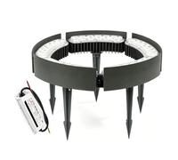 KPHYMOD DC 24V LED Tree Ring Lights with Transformer, Modular Interlocking Outdoor Uplighting, Aluminum Round Lights for Commercial Palm Tree Landscape(Red,5 Packs)