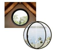 KPHYMOD Flush Mount Glass Window with Handle and Aluminum Alloy Frame，Central Axis Rotating Moon for Bedrooms/Playhouse/Office/Library(Black,92 cm/36.2 in)