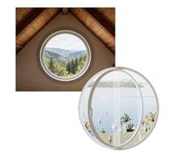 KPHYMOD Flush Mount Glass Window with Handle and Aluminum Alloy Frame，Central Axis Rotating Moon for Bedrooms/Playhouse/Office/Library(White,82 cm/32.3 in)