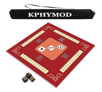 KPHYMOD Mahjong Mat with Direction and Rules, Anti Slip And Noise Reducing Table Cover Board Card Game Mat with Carrying Bag and 3 Dice(Red,51.18x51.18 in)