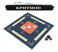 KPHYMOD Mahjong Mat with Direction and Rules, Anti Slip And Noise Reducing Table Cover Board Card Game Mat with Carrying Bag and 3 Dice(Blue,55.12x55.12 in)