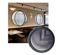KPHYMOD Round Fluted Glass Window with Handle, 360° Rotating Central Axis Small Sliding for Restaurant Home Study Library Bedroom(Black,66 cm/26.0 in)