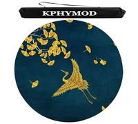 KPHYMOD Round Mahjong Mat With Carrying Bag, Blue Chinese Printed Polyester Table Cover Anti Slip And Noise Reducing Game Mat(47.24x47.24in)