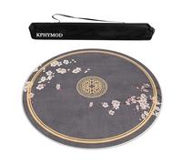KPHYMOD Round Mahjong Mat With Carrying Bag, Chinese Style Printed Multifunctional Tablecloth Anti Slip And Noise Reducing Game Table Cover(Gray,39.37x39.37 in)