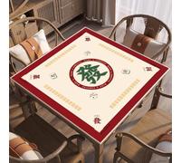 KPHYMOD Thickened Mahjong Mat With rules, Anti Slip And Noise Reducing Card Game Mat Table Cover with Carrying Bag and 3 Dice(Red,39.37x39.37 in)