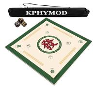 KPHYMOD Thickened Mahjong Mat With rules, Anti Slip And Noise Reducing Card Game Mat Table Cover with Carrying Bag and 3 Dice(Green,37.4x37.4 in)