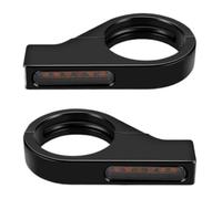 KPKDCDNTF For SU&ZUKI Motorcycle 41mm Front Fork Clamp Tubes Turn Signal Light Metal Aluminum Motorbike Signal Lamp Amber Turning Indicators(2 pcs Black)
