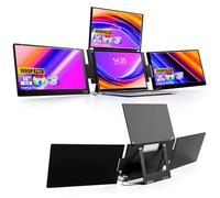 KPKUE 14" Triple Laptop Screen Extender, FHD IPS Multi Screen Extender with USB-C/USB-A, One Cable Connection Laptop Monitor Extender Compatible with Mac Windows Fits 11.6-15.6 Inch Laptops
