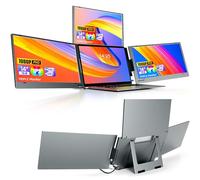 KPKUE 14" Triple Screen Extender, FHD IPS Laptop Screen Extender Monitor One USB-C cable Connecting, Dual Screen Laptop Compatible with 11.6" -15.6" Laptops(Mac Windows)