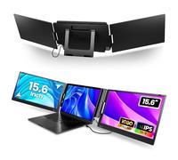 KPKUE 15.6" Laptop Screen Extender Just One Cable for Triple Screen Monitor, FHD Multi Screen Attachment IPS Portable Tri Screen Monitor Fits with 12''-16'' Laptop (Mac Windows Chrome)