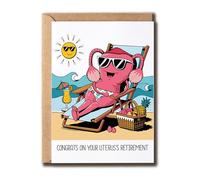 KPLDESIGNS Congrats On Your Uterus's Retirement Card - Funny Card For Her - Hysterectomy Card - Get Well Soon Card - Humor Menopause Card - Uterus Card