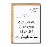 KPLDESIGNS Wishing You An Amazing New Life In Australia - Emigrating Card - Moving To Australia Card - New Life Card - Paper Plane Card - Card For Him Her