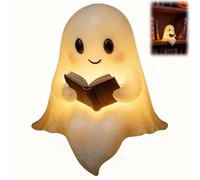 KPLFI Ghost Night Light, Halloween Decorative Night Light Charming Ghost Reading Book Lamp Portable Decorative Children's Bedside Lamp Suitable for Study Bedroom Perfect for Family Friends(Small)