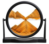 KPNUWN Moving Sand Art, Round Glass Quicksand Painting, Sand Art Liquid Motion Picture, 3D Hourglass Deep Sea Sandscape for Desktop Home Office Decor (10 Inch Orange)