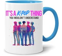 Kpop Anime Mug with Saying It's a Kpop Thing Funny Coffee Mug Gift Idea for Fans of Kpop Merch Cup Office School Ceramic, White/Pink, 330 ml