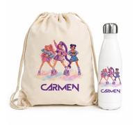 Kpop Backpack + Bottle Pack Personalized Girl K-pop Warriors Gifts., K-pop | Backpack Strings + Personalised Kpop Water Bottle Kpop Girl Gifts. Bottle with Airtight Cap 500 ml. Backpack 37 x 44 cm