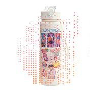 Kpop Cartoon Anime Tumbler-Reusable Anime Hard Plastic Water Bottle with Lid & Straw Eco-Friendly for Kids UK Christmas Gifts Durable Stylish for School Travel Parties Wide Mouth700ml/24oz (F)