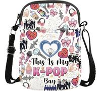 Kpop Crossbody Bag, This is My K-pop Bag, Heart Pattern Music Lover Shoulder Bag for Girls, Kpop Singer Merchandise, K Pop Gifts for Music Fans, K-Pop Team Gift