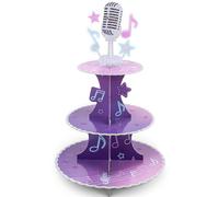 Kpop Cupcake Toppers Stand,Crack Energy Design,Kpop Birthday Decorations | Classic Musical Notes,Staves Design,Easy Assemble & Foldable Storage,3 Tier Kpop Cake Topper Stand for Kpop Party Decoration