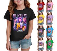 Kpop D-Demon H-Hunters Merch T-Shirt Korea Movie Short Sleeve Cartoon Graphic Casual Crewneck Novelty T Shirts for Kids UK Mira Rumi Zoey Saja Boys