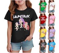 Kpop D-Demon H-Hunters Merch T-Shirt Korea Movie Short Sleeve Cartoon Graphic Casual Crewneck Novelty T Shirts for Kids UK Mira Rumi Zoey Saja Boys