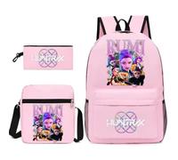 Kpop Demon H-Hunters Rumi Backpack Shoulder Bag Pen Case 3pcs Set Girl Boy Students Anime Schoolbags Fashion Kawaii Travel Bag for Kids-A1