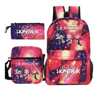 Kpop Demon H-Hunters Rumi Backpack Shoulder Bag Pen Case 3pcs Set Girl Boy Students Anime Schoolbags Fashion Kawaii Travel Bag for Kids-D3