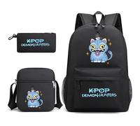 Kpop Demon H-Hunters Tiger Print Children's Backpack Shoulder Bag Pen Case 3pcs Set Teenagers Students Anime Schoolbags Fashion Kawaii Travel Bag for Boys Girls-A3