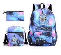 Kpop Demon H-Hunters Tiger Print Children's Backpack Shoulder Bag Pen Case 3pcs Set Teenagers Students Anime Schoolbags Fashion Kawaii Travel Bag for Boys Girls-B3