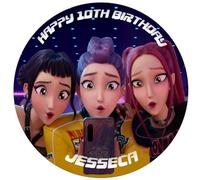 Kpop Demon Hunter, Huntrix Edible Cake Topper, Edible Icing E171 Free, 7.5 inch Cake Fit, Round, Square and Rectangle (Round)