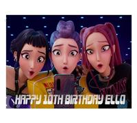 Kpop Demon Hunter, Huntrix Edible Cake Topper, Edible Icing E171 Free, 7.5 inch Cake Fit, Round, Square and Rectangle (Rectangle)