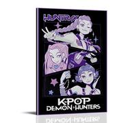 KPop Demon Hunters Action Girl Group Movie Poster Wall Art Canvas Aesthetic Cover Poster Vintage Music And Movies Decorative Painting for Living Room Bed Room 08x12inch(20x30cm) Frame-style