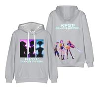 KPop Demon Hunters Animation Hoodie - Unisex Pullover Sweatshirt with Drawstring Hood & Front Pocket, Cosplay-Inspired Anime Style for Movie & K-Pop Fans (Grey,4XL)