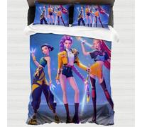 Kpop Demon Hunters Anime Children's Bed Linen, 135 x 200 cm, Bedroom Decoration Duvet Cover and 2 Pillowcases, Easy Care Microfibre Bedding Sets, Daughter Gifts (Rumi)
