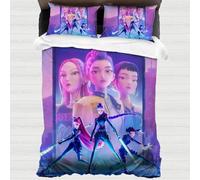 Kpop Demon Hunters Anime Children's Bed Linen, 135 x 200 cm, Bedroom Decoration Duvet Cover and 2 Pillowcases, Easy Care Microfibre Bedding Sets, Daughter Gifts (Saja Boy)