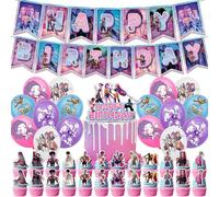 Kpop Demon Hunters Birthday Decorations Huntrix Rumi Mira Zoey Jinu Saja Boys Cake Topper Cupcake Toppers Banner Balloons Party Decorations Supplies for Kids Fans A01