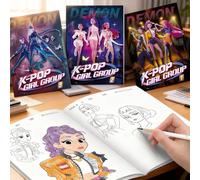 Kpop Demon Hunters Coloring Book Anime Character Rumi Mira Zoey Cute Line Drawing Tracing Sketch Copying Picture Book Kids Gifts 56 page English j
